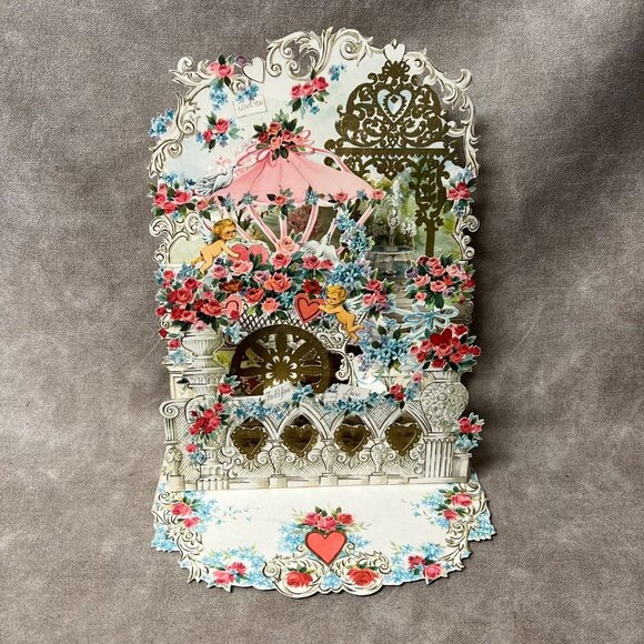 Valentines Day Card American Greetings Die Cut Pull Down Mother Printed in Italy - Picture 1 of 11